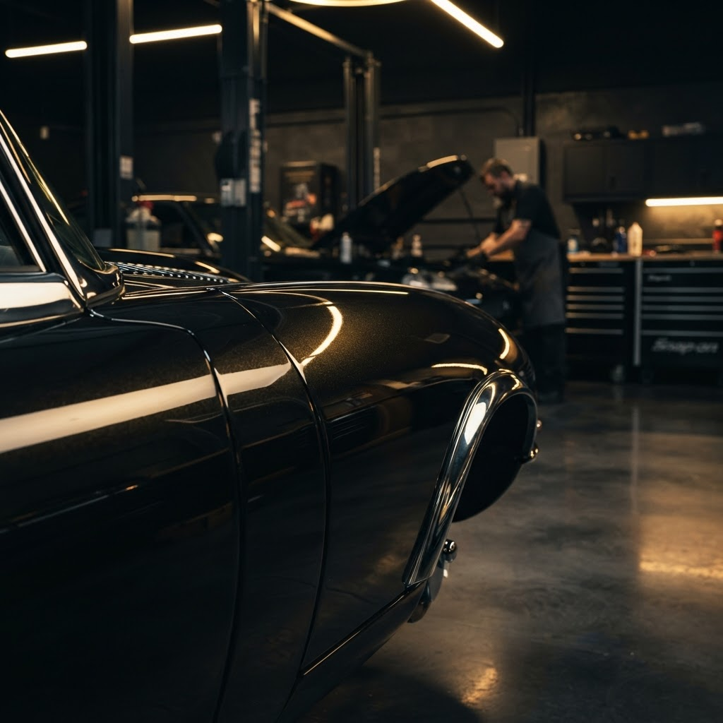 Restored car body panel in Everett MA auto body shop